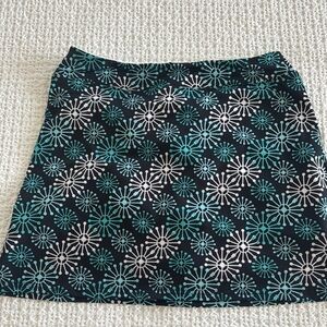 Floral Patterned Skort - Black and Teal